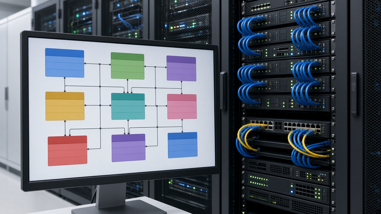 Datenbankserver und ein Schema aus verbundenen Tabellen